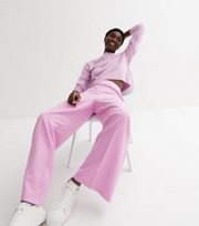 New Look Mid Pink Crepe High Waist Wide Leg Tailored Trousers